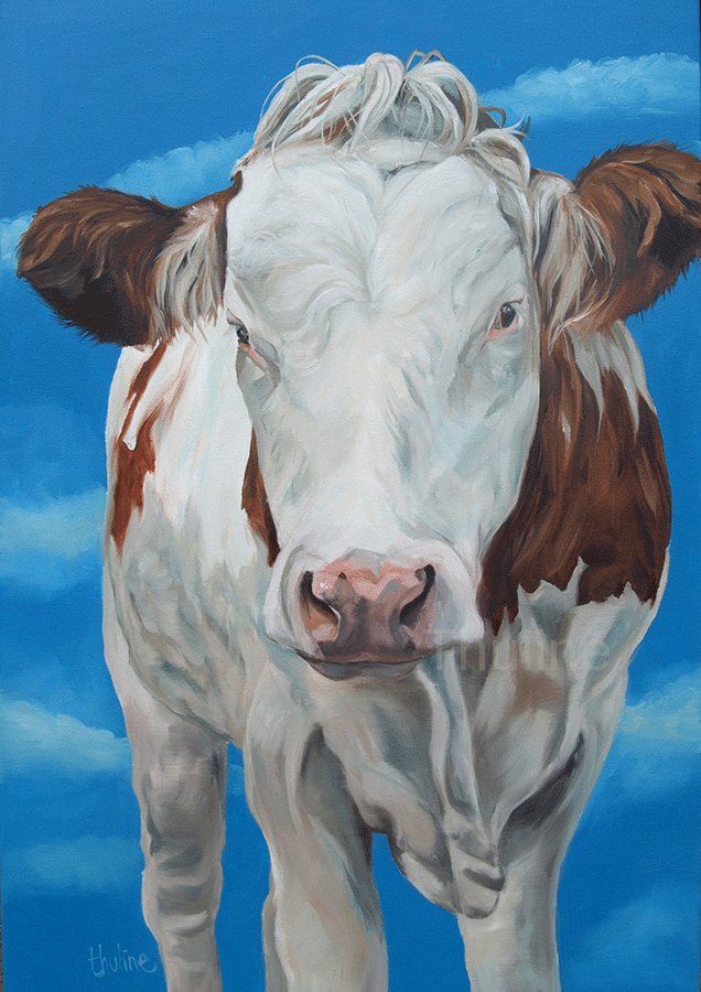 636x900 Cow Painting, Canvas Print, Simmental, Pet Portrait - Cow Painting On Canvas