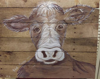 340x270 Cow Painting On Wood Etsy - Cow Painting On Wood