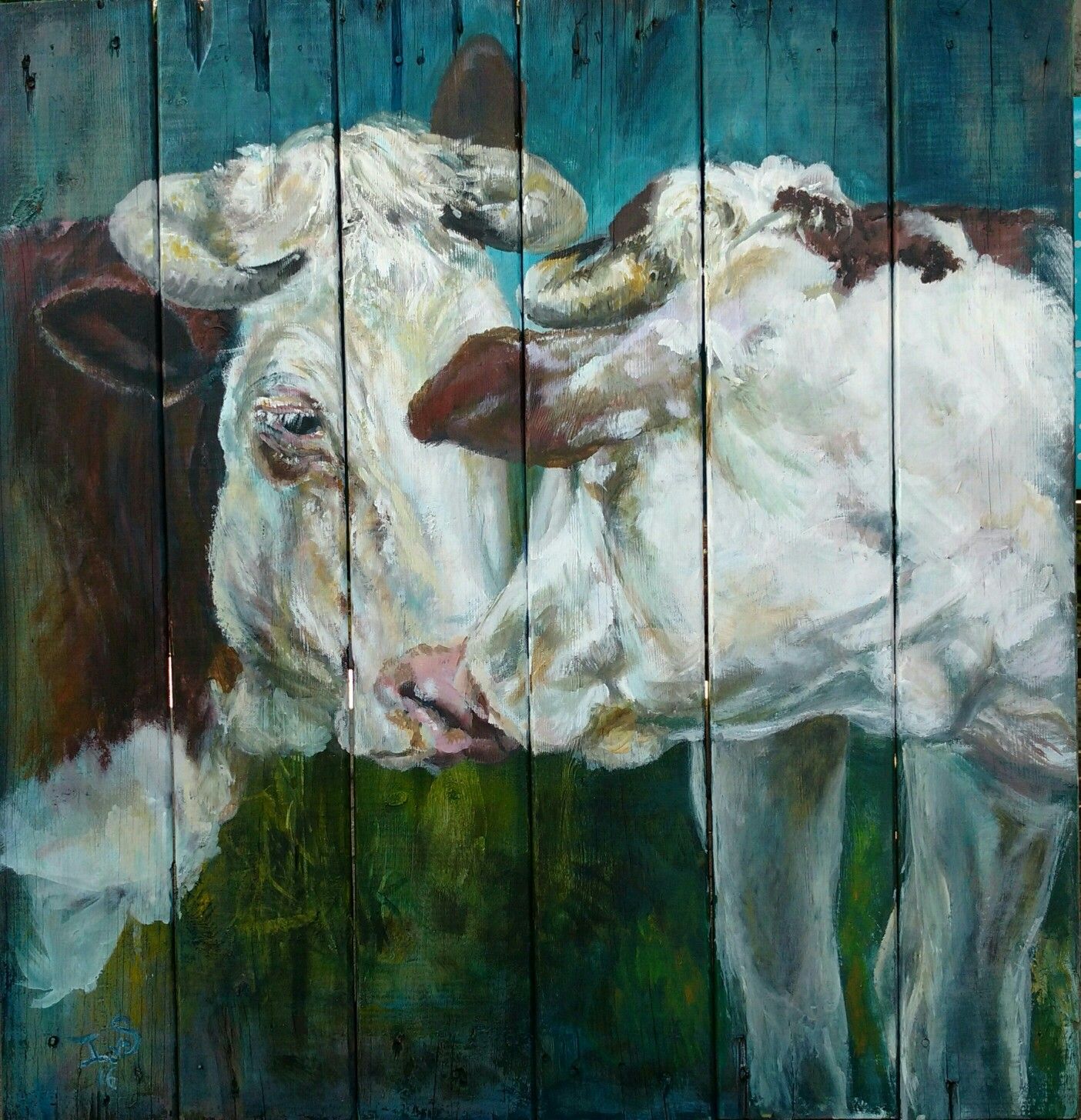 1404x1456 Cows Painted On Old Wood 82x85cm My Paintings, Paintings On Wood - Cow Painting On Wood