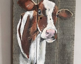 340x270 Pallet Art Etsy - Cow Painting On Wood