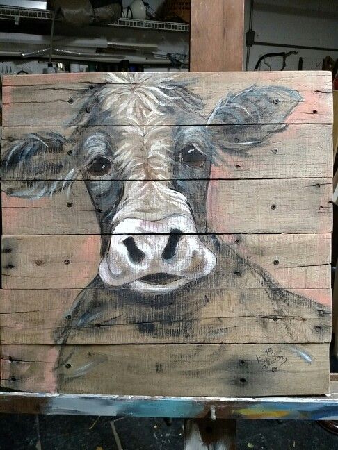 486x648 Pallet Painting Of A Cow Moo!! Reclaimed Wood Art!! Artist Liz - Cow Painting On Wood