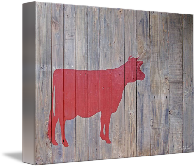 650x554 Reclaimed Wood Red Cow Painting By Lisa Bick - Cow Painting On Wood