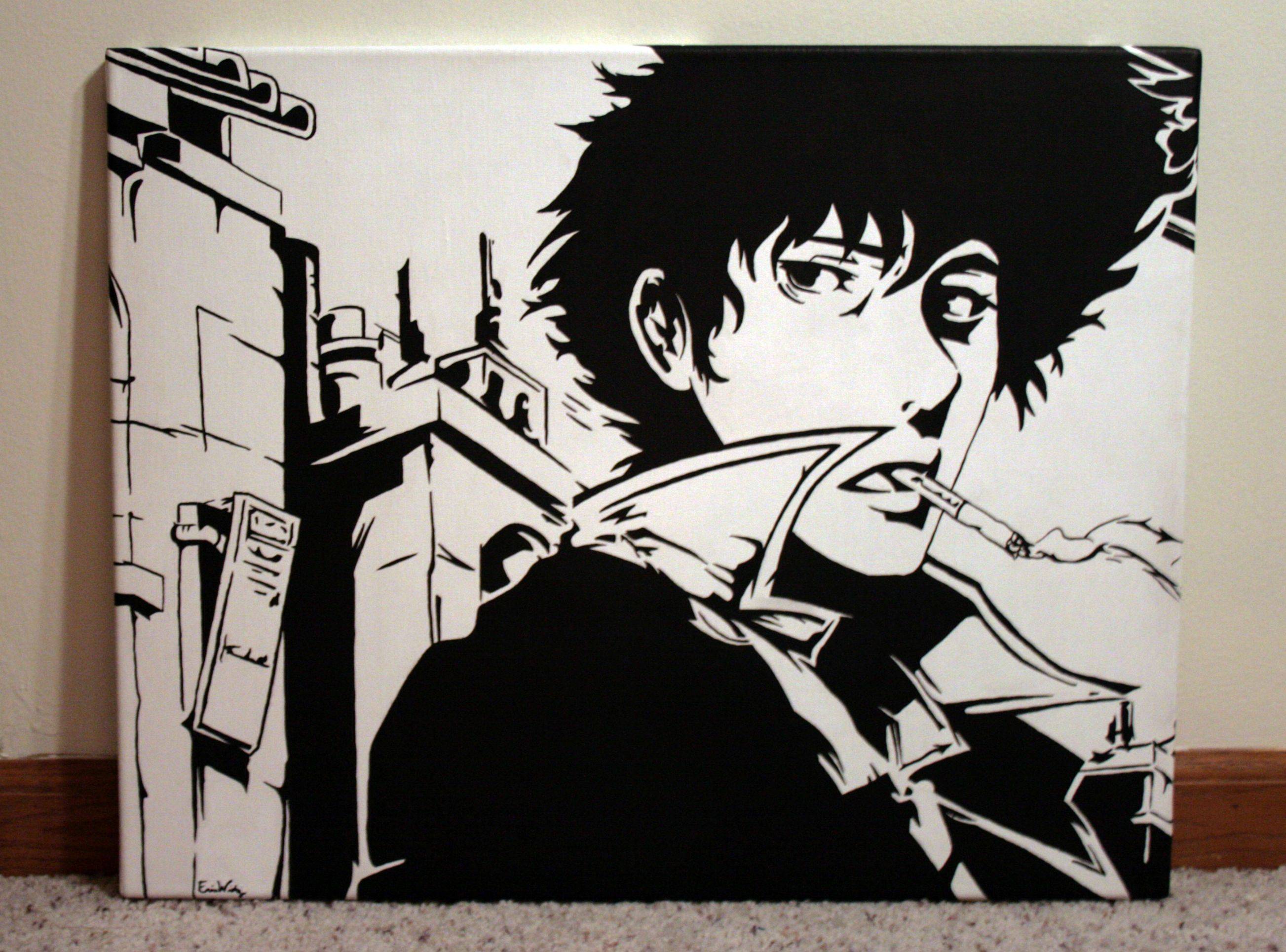 2606x1929 Suggested X Post From Rart. My Acrylic Painting Of Spike, Made - Cowboy Bebop Painting
