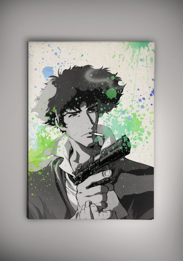 717x1024 Cowboy Bebop Anime Manga Watercolor Print Poster Jet Black Spike - Cowboy Bebop Painting