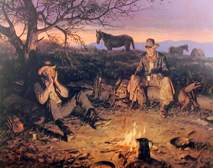 418x331 Cowboy Campfire Painting 2860 Loadtve - Cowboy Campfire Painting