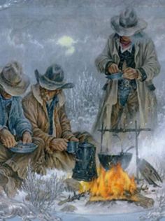 236x316 Cowboy Poker Campfire By Modest Stein Giclee Print By - Cowboy Campfire Painting