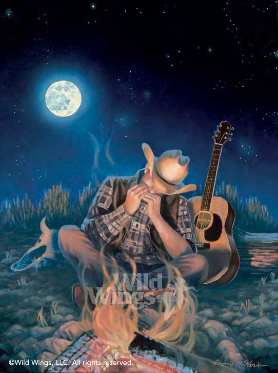 542x727 Cowboy By Fire Original Oil Painting Wild Wings - Cowboy Campfire Painting