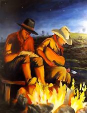 174x225 Impressionist Canvas 2000 Now Art Paintings Ebay - Cowboy Campfire Painting