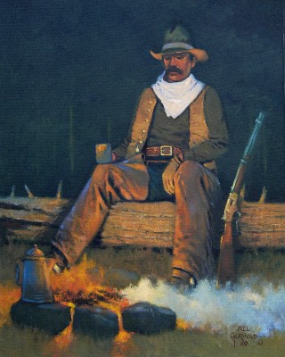 320x400 Oil Paintings Mel Gerhold - Cowboy Campfire Painting