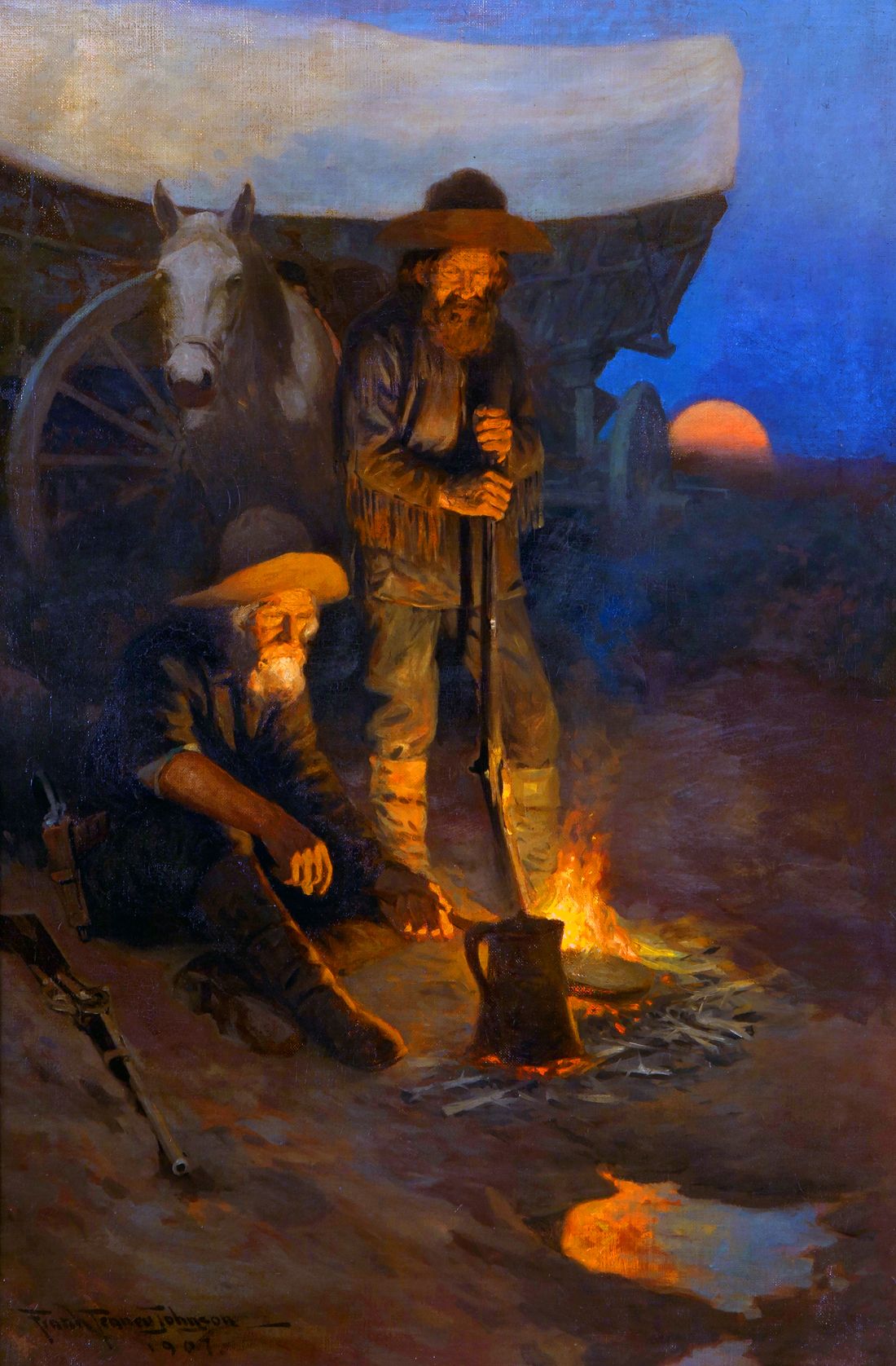 1100x1676 Roast Mealies Coffee By The Laager Fireside. Great Painting, Save - Cowboy Campfire Painting