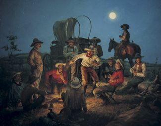 325x254 Rural Missouri - Cowboy Campfire Painting