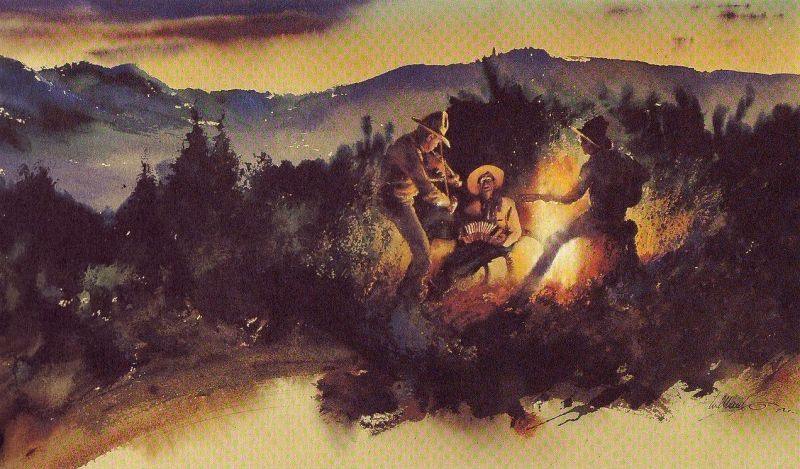 800x469 The Art Of William Matthews William Matthews - Cowboy Campfire Painting