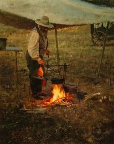 236x297 Art Western Et Country {Aart} Campfires, Westerns - Cowboy Campfire Painting