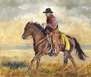 Cowboy On Horse Painting at PaintingValley.com | Explore collection of ...