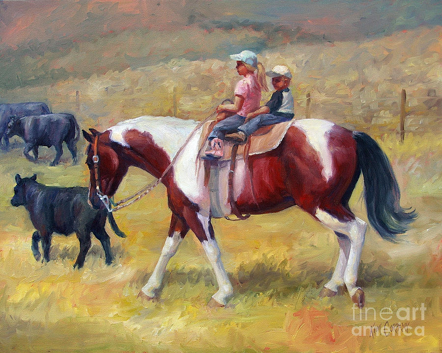 900x720 Little Cowboys Of Ruby Valley Western Art Cowboy Painting Painting - Cowboy On Horse Painting