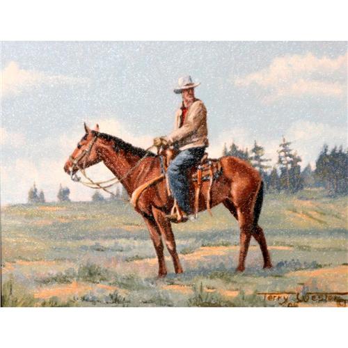500x500 Terry Wester Oil Painting Cowboy On Horse - Cowboy On Horse Painting