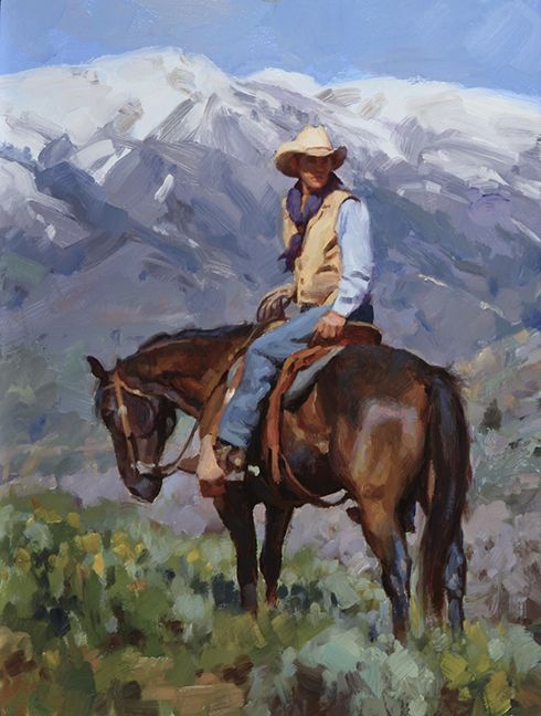 490x648 Wonderful And Winning Western And Cowboy Paintings - Cowboy On Horse Painting