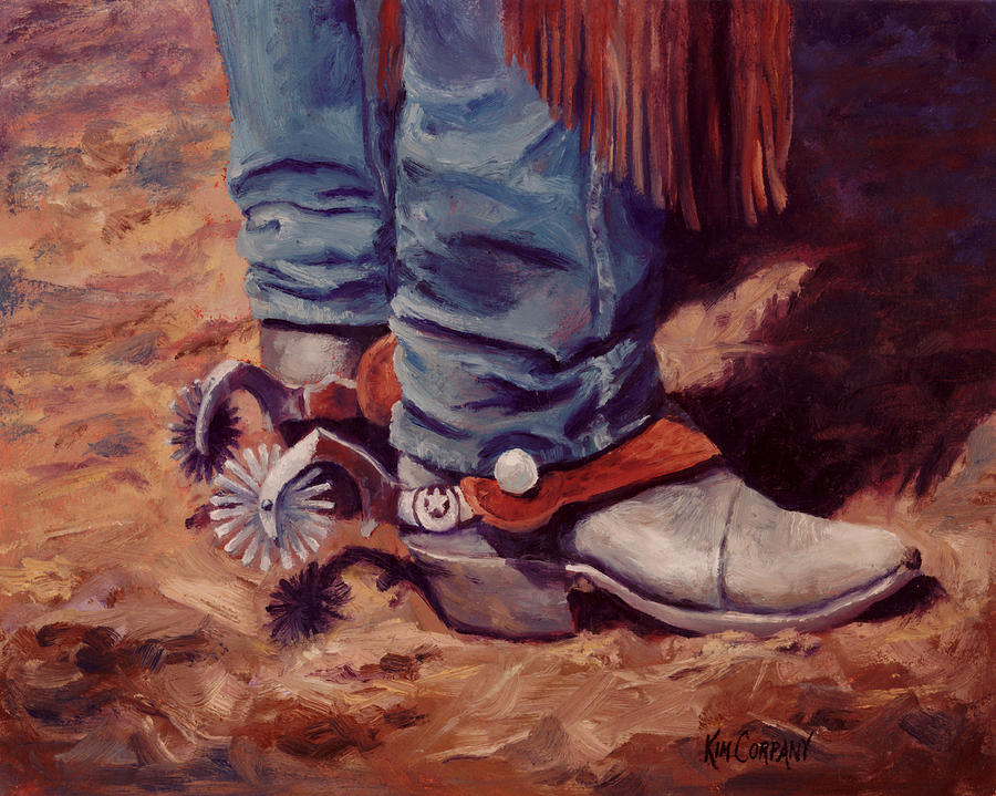 900x719 His Silver Spurs Painting Cowboy Art Painting By Kim Corpany - Cowboy Painting