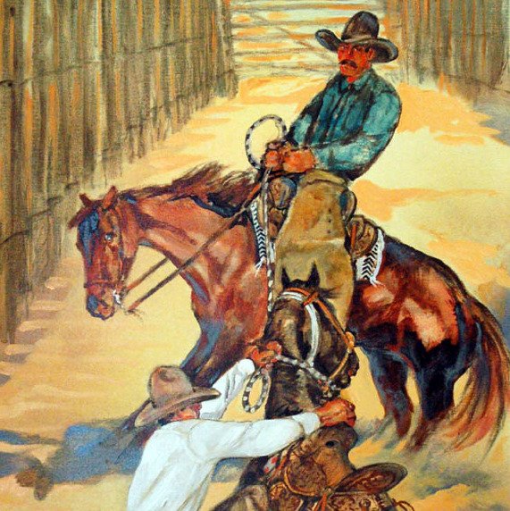 571x572 Original Western Cowboy Painting By Larry Bute - Cowboy Painting