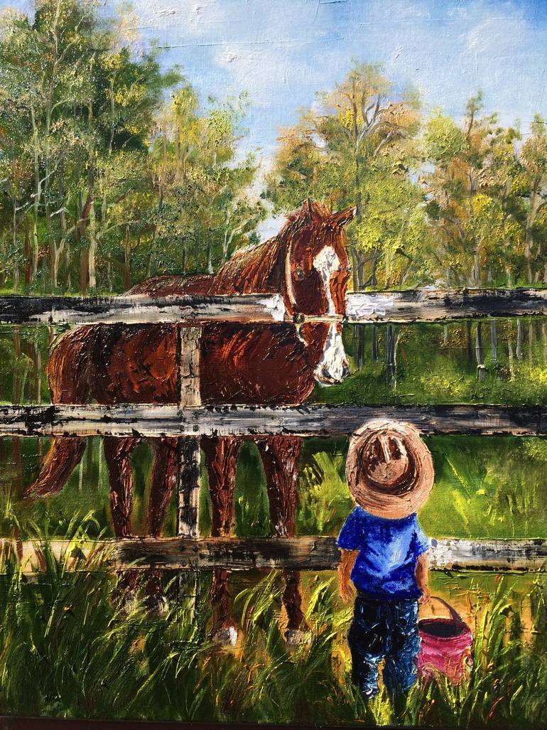 770x1027 Saatchi Art Little Cowboy Painting By Inna Montano - Cowboy Painting