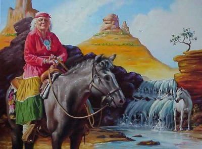 400x295 Illusion Of Many Horses - Cowboy Painting Illusion
