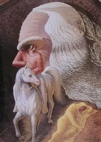 347x486 Old Man Face Or A Cowboy - Cowboy Painting Illusion