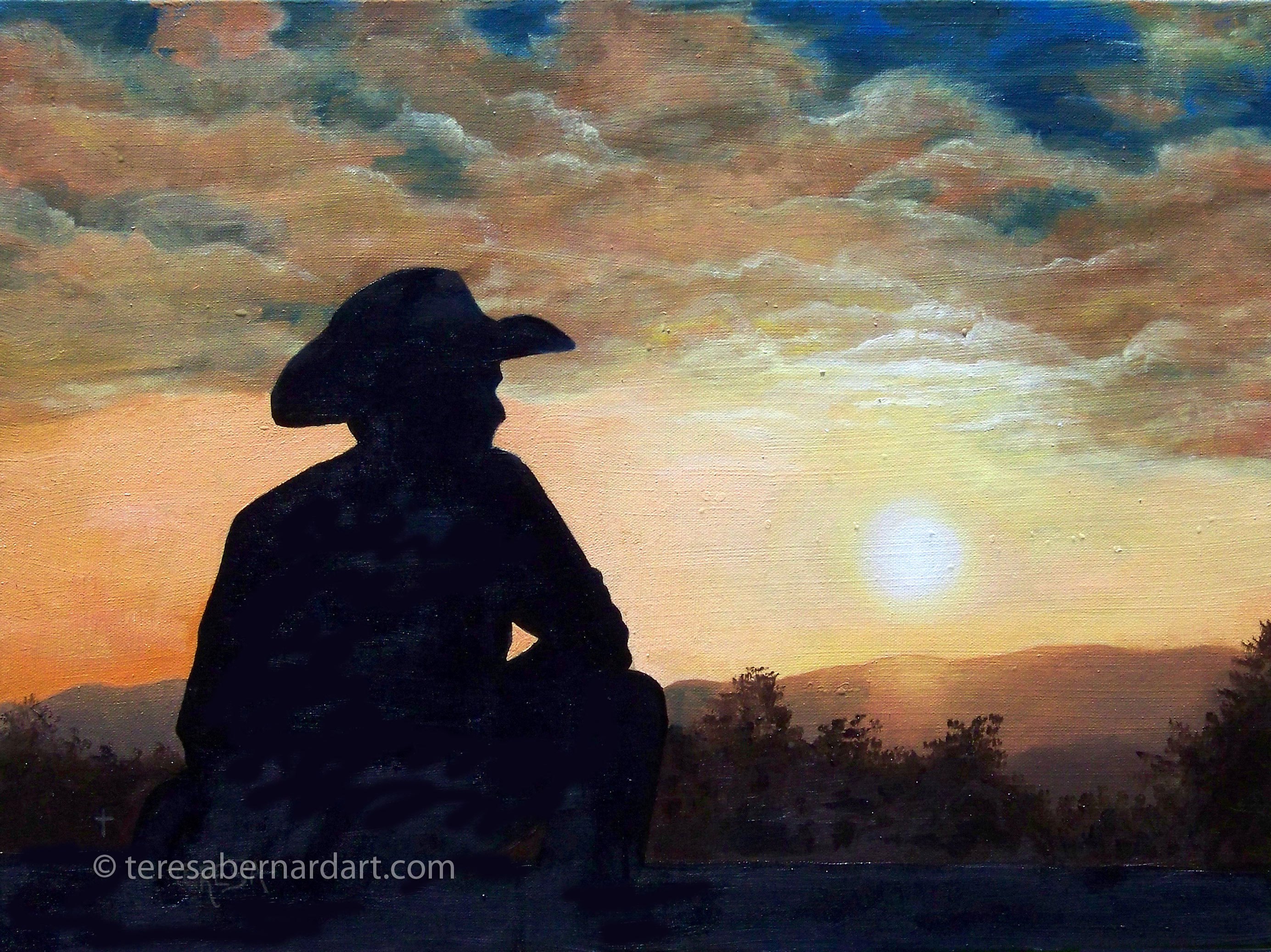 2769x2074 Paintings Of Sunsets Teresa Bernard Oil Paintings - Cowboy Painting Illusion