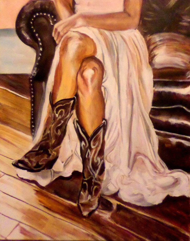 795x1005 Cowgirl Boots By Missli30 - Cowgirl Boots Painting