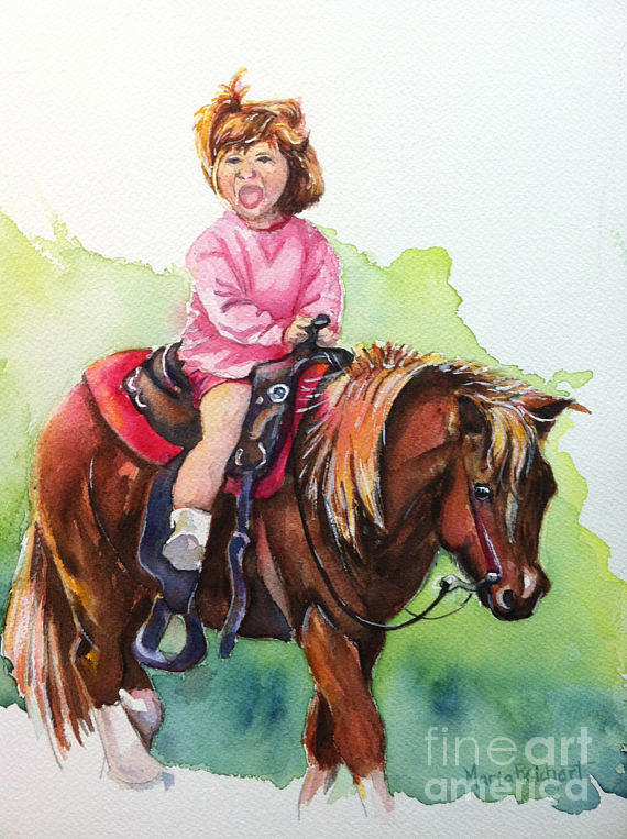 570x763 Cowgirl Painting Painting By Maria's Watercolor - Cowgirl Painting