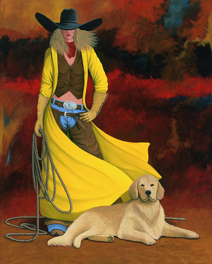 725x900 Man's Best Friend Painting By Lance Headlee - Cowgirl Painting