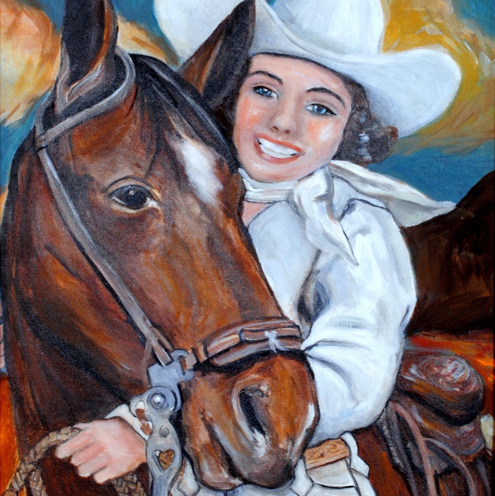 1690x1693 Original Cowgirl Painting By Cowgirl Artist Shawna June Lee - Cowgirl Painting