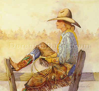 400x365 The 1655 Best Western Art Images On Western Art - Cowgirl Painting