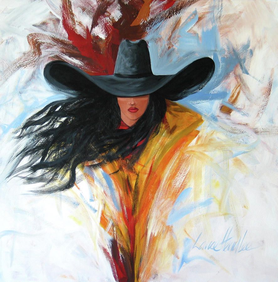 886x900 Brush Stroke Cowgirl ~ Lance Headlee Santa Fe Cowgirls Art - Cowgirl Painting
