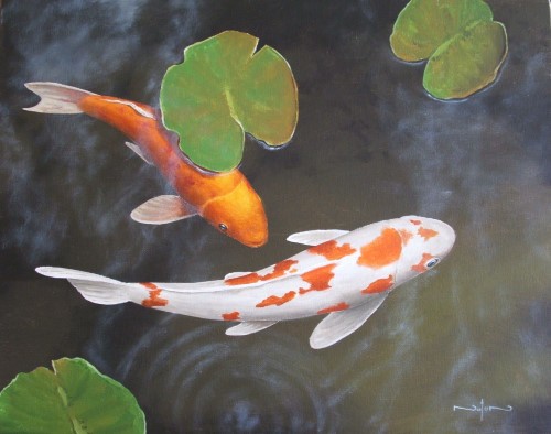 500x394 How To Paint A Koi Pond In Oil Online Art Lessons - Coy Fish Painting
