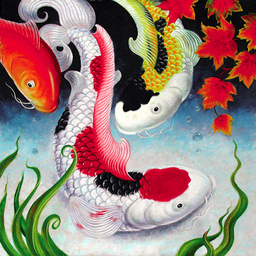 500x500 Koi Fish Painting By Richard Ancheta - Coy Fish Painting