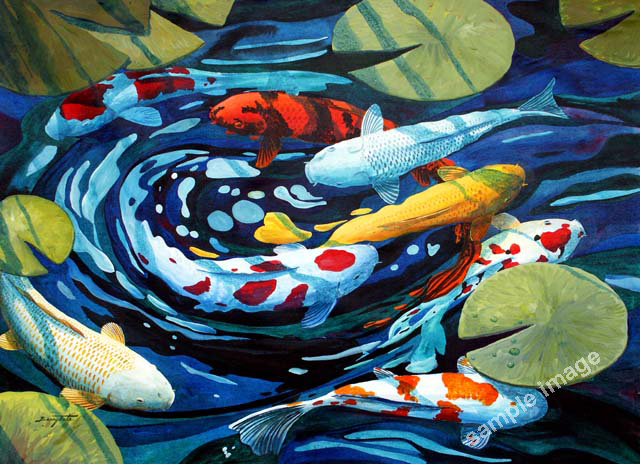 640x464 Koi Amp Feng Shui Paintings - Coy Fish Painting