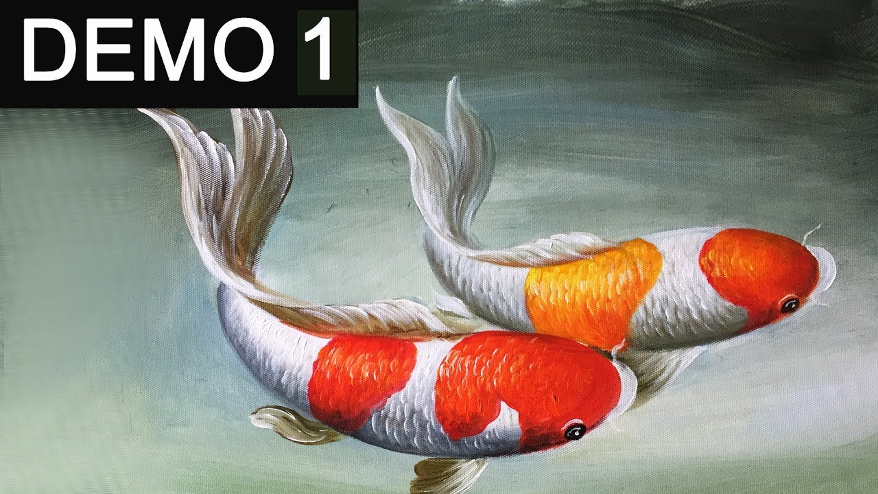 1280x720 Paint Koi Fish With Acrylic On Canvas Demo 1 - Coy Fish Painting