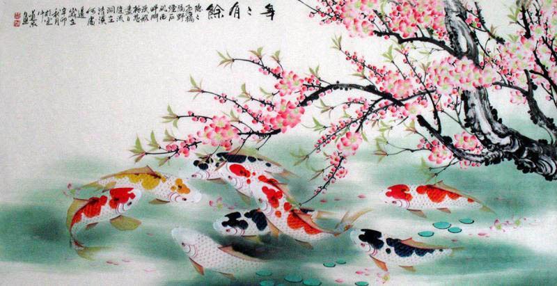 800x411 Chinese Koi Fish Painting 2078023, 69cm X X - Coy Fish Painting