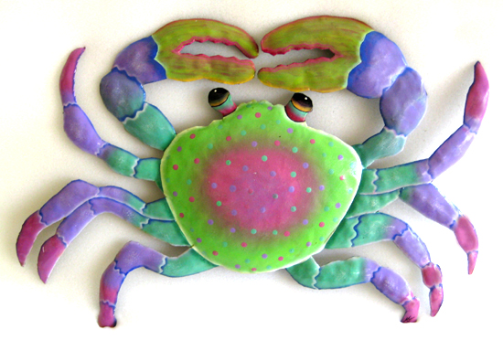 550x372 Hand Painted Metal Crab Decor - Crab Painting