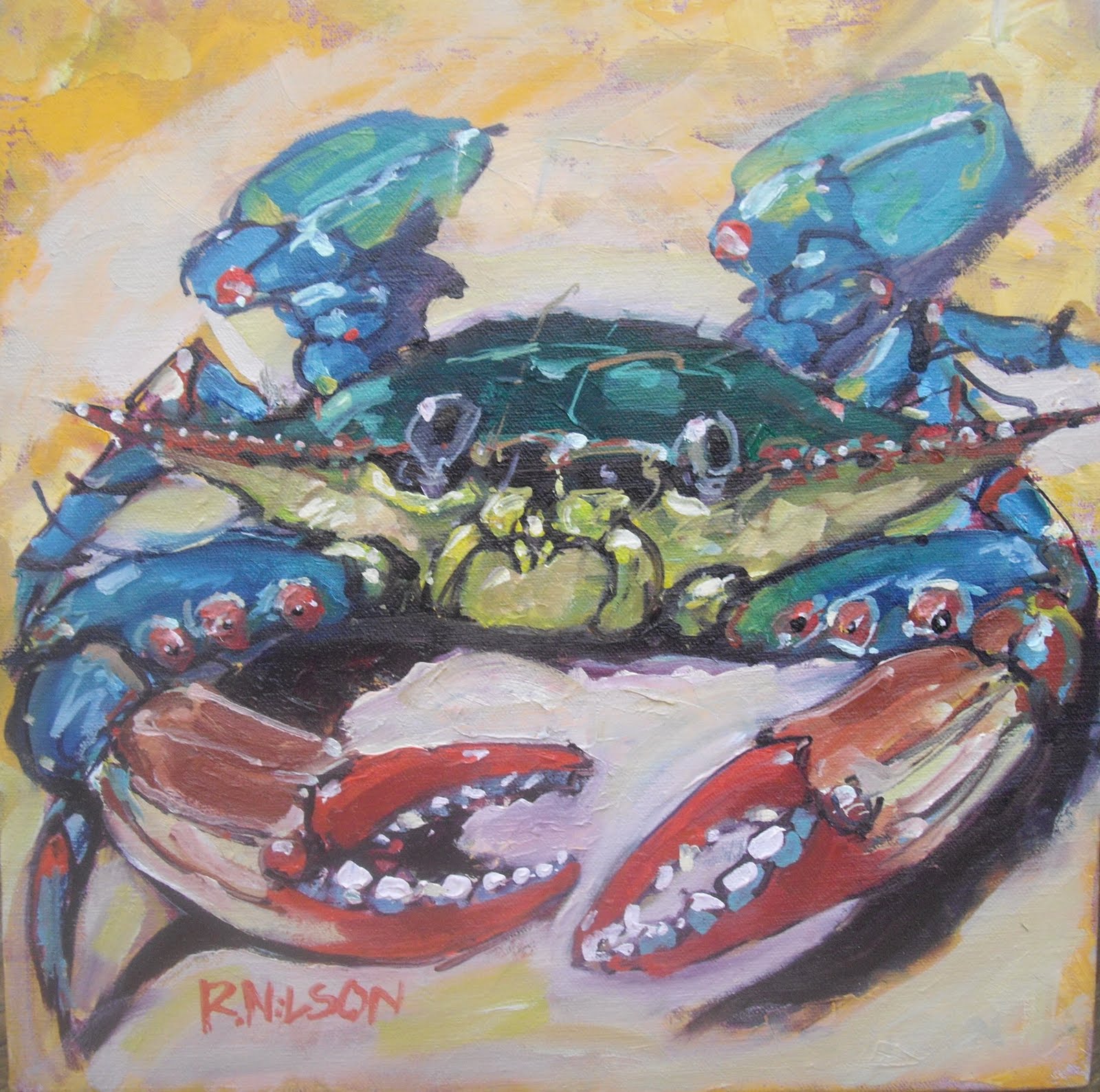 1600x1589 Rick Nilson's Paintings Legally Crab (Don'T Start Me Talkin) (Sold) - Crab Painting