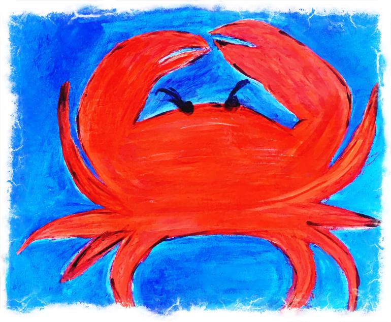 770x634 Saatchi Art Red Crab Painting By Katie Hudson - Crab Painting