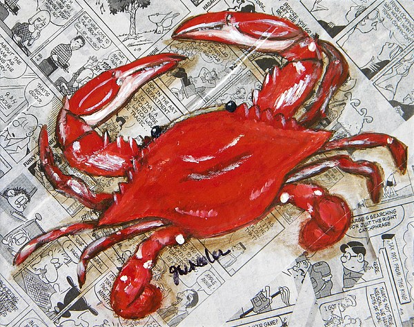 600x475 The Daily Crab Painting By Joann Wheeler - Crab Painting