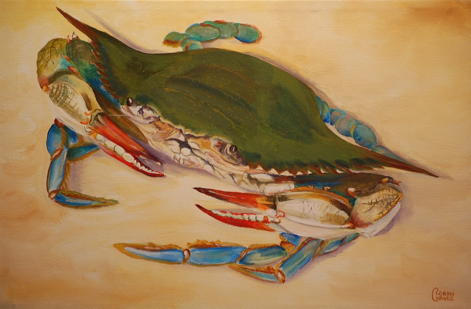 1600x1050 Coastal Art ~ Loran Chavez Weeks Worth Of Paintings! - Crab Painting Canvas