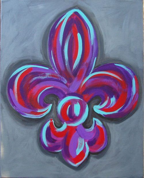 500x617 Fleur De Lis Painted On Canvas Fleur De Lis Ideas - Crab Painting Canvas