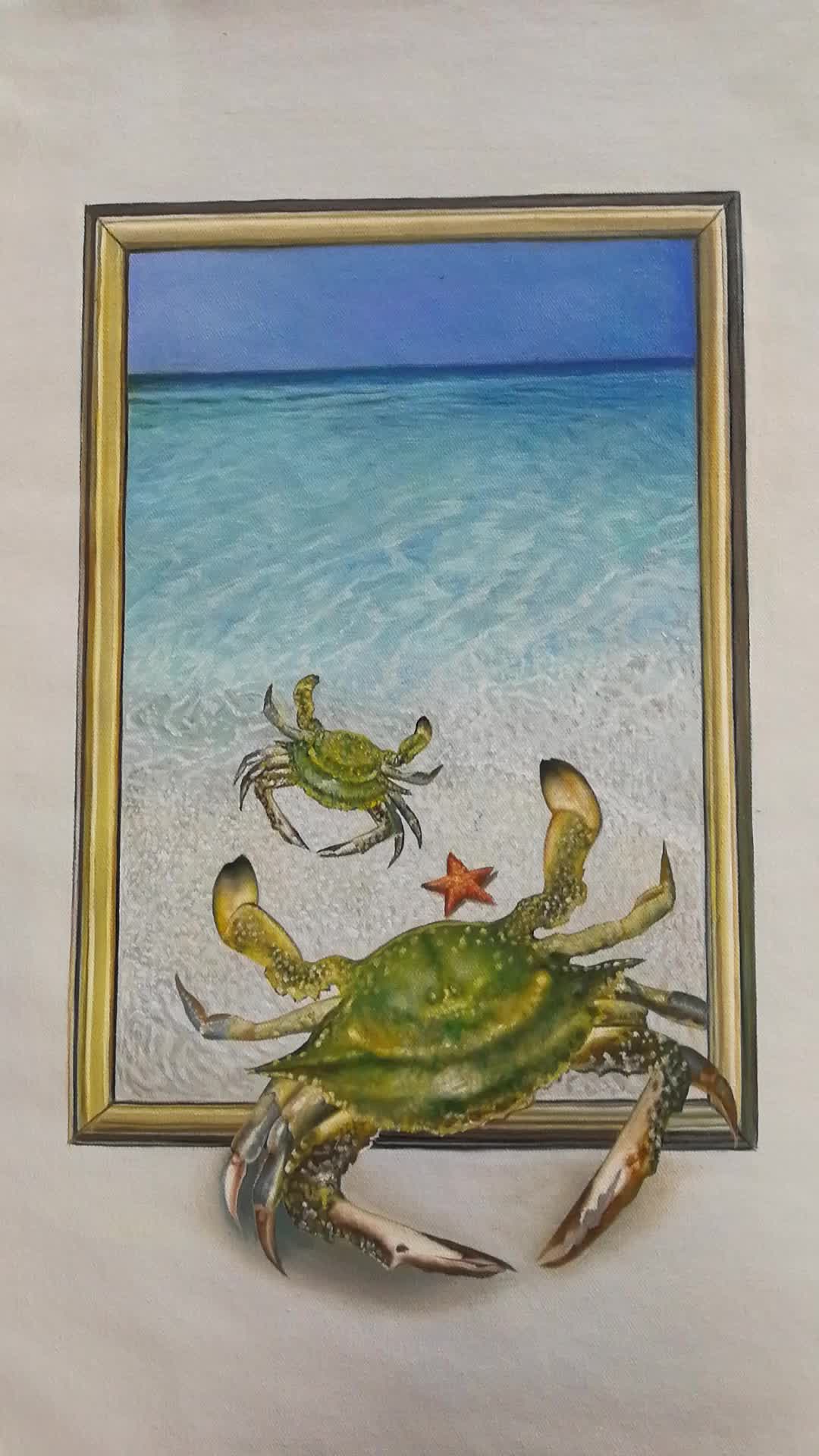 1080x1920 High Quality Handmade Crab 3d Oil Paintings Art On Canvas - Crab Painting Canvas