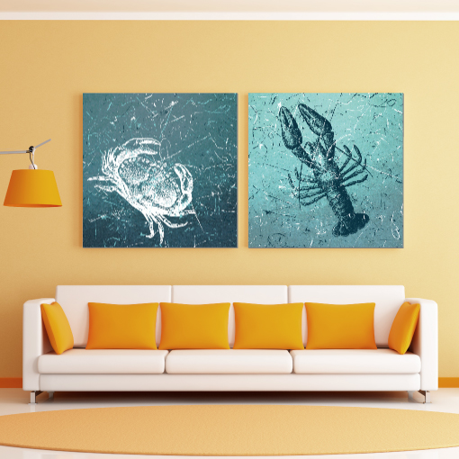 510x510 Lobster Art Painting Canvas Trendy Wall Squares - Crab Painting Canvas