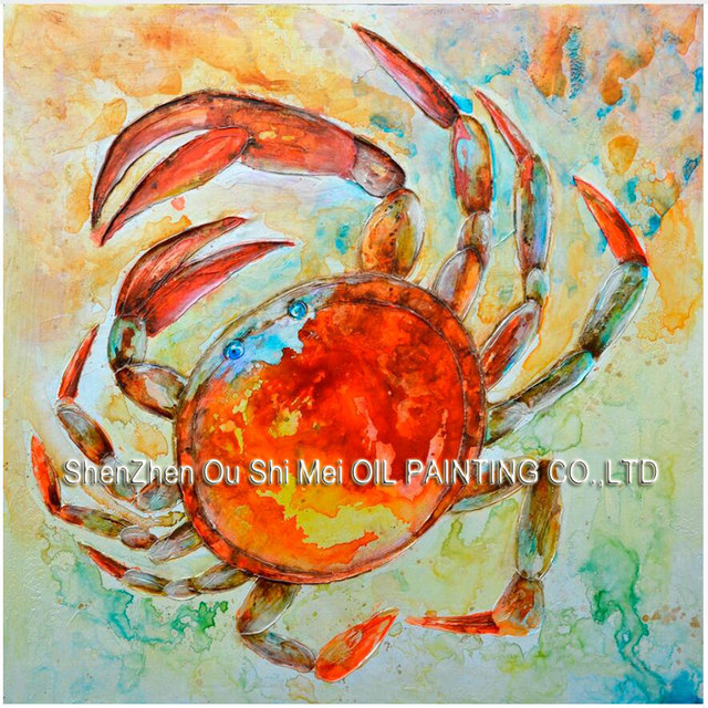 640x640 Online Shop Water Colour Animal Home Decor Wall Art Handmade Crab - Crab Painting Canvas