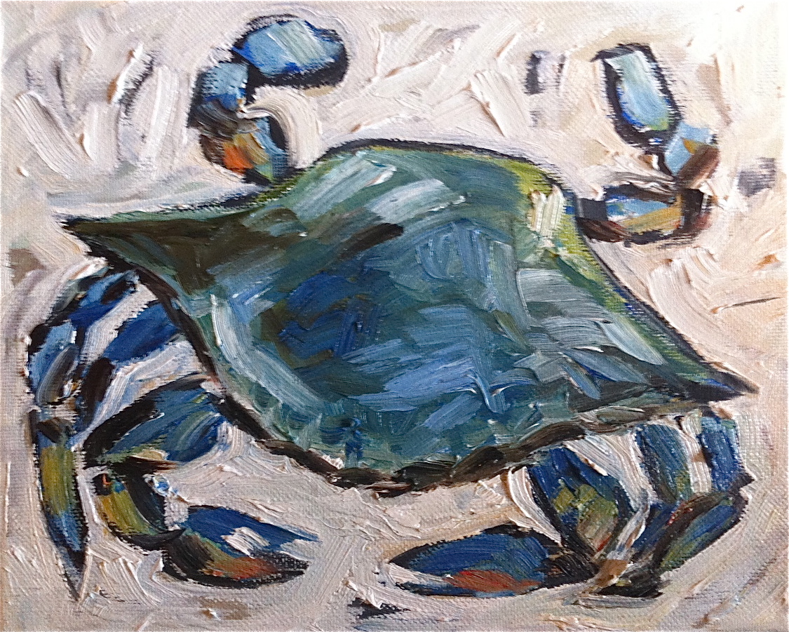 1125x901 Devine Paintings Bright Blue Crab Oil Painting - Crab Painting Images