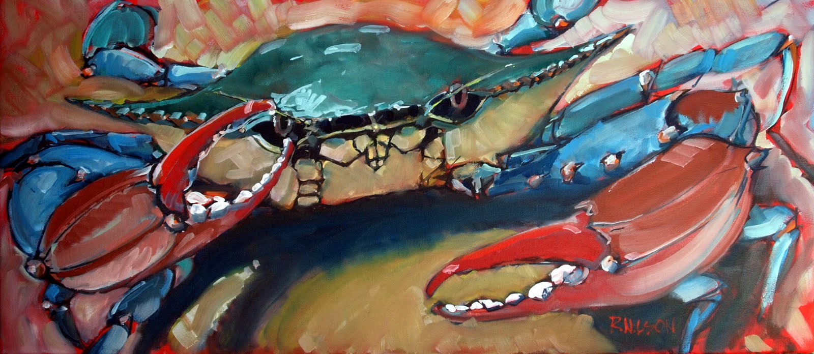 1600x696 Rick Nilson's Paintings I'M Crushing Your Head(Sold) - Crab Painting Images