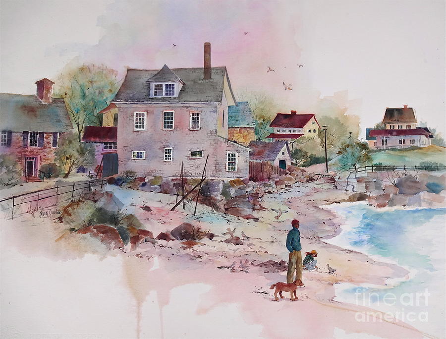 900x684 Seaside Village Painting By Sherri Crabtree - Crabtree Painting